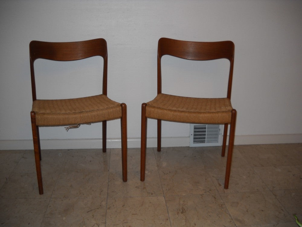 Teak and Cord Chairs