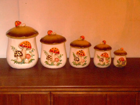 1978 Merry Mushroom Canisters