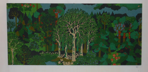 Vintage Woodland Scene Textile