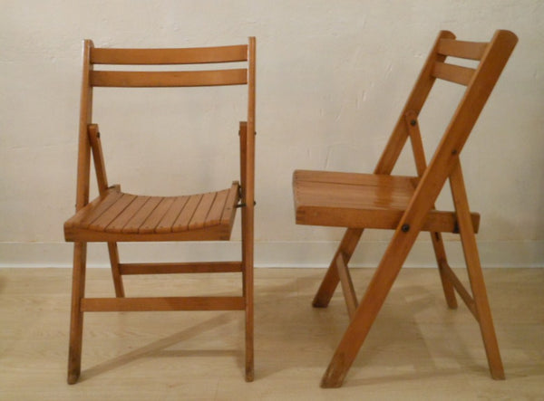 Folding Wood Slat Chairs